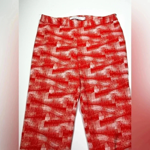 Hunter Bell Pants Orange Red White Paint Brush Ankle Cropped Slacks Size 4 - Picture 3 of 12